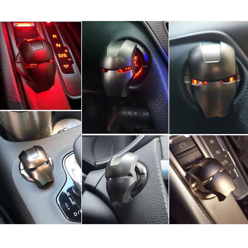Nắp dán bảo vệ nút bấm khởi động xe hơi bằng kim loại hình Iron Man /Tiga Ultraman/Batman #yjteam67