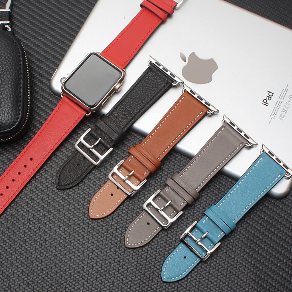 Dây da thích hợp cho đồng hồ thông minh Apple Watch Series 6 / 5 / 4 / 3 / 2 / 1 / Se kích Thước 38mm 42mm 40mm 44mm