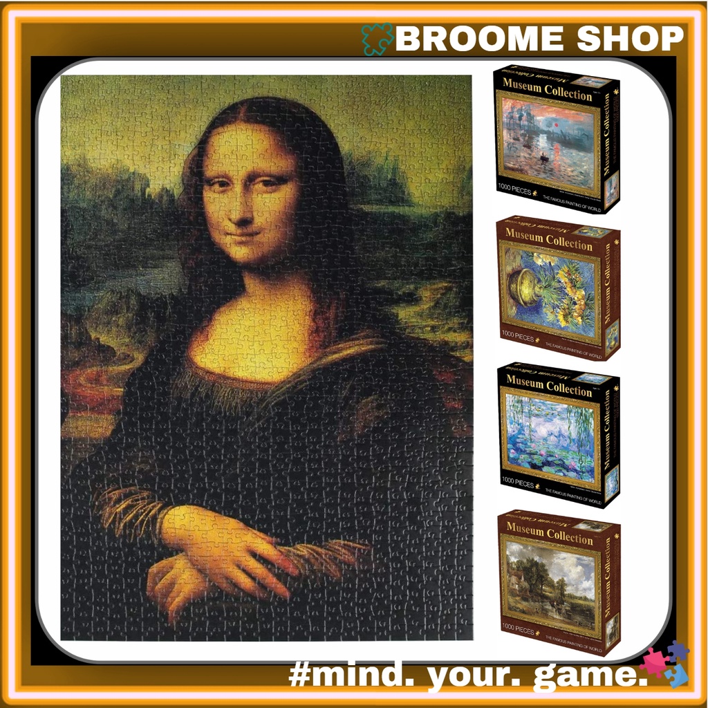 Tranh Ghép Xếp Hình 1000 Mảnh DIY Jigsaw Puzzle Màu Đẹp Sắc Nét Miếng Dày RandomCut 70x50 Mona Lisa Museum Collection