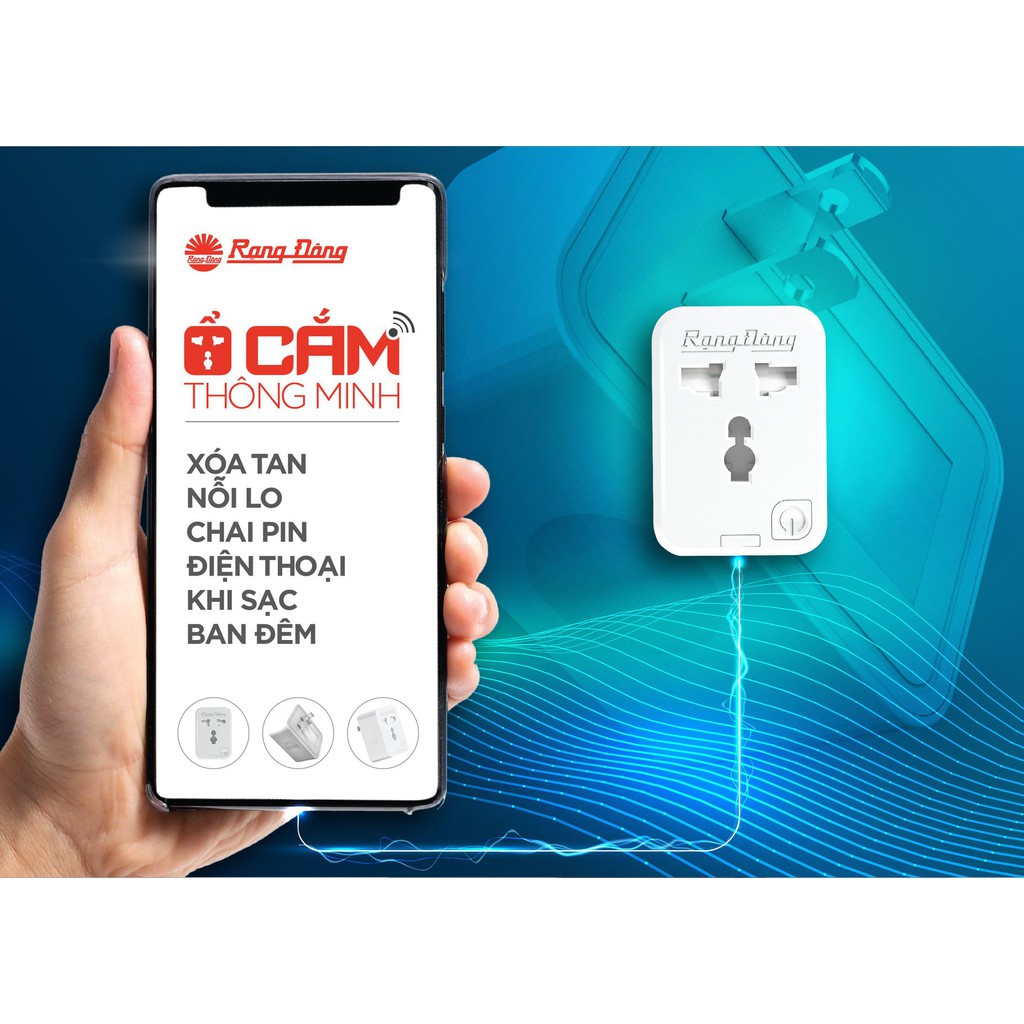 Ổ cắm điện Rạng Đông thông minh 16A   , điều khiển bằng wifi , 3g, 4g Rạng Đông công suất 3500w bảo hành 24 tháng