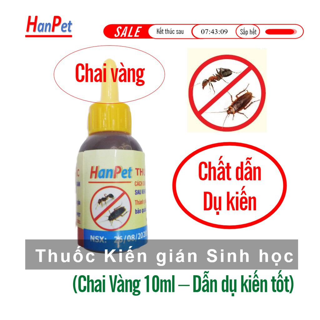 Thuoc kien hanpet dung dịch diệt kiến tận gốc (chai vàng 10ml) dẫn dụ kiến tốt hơn