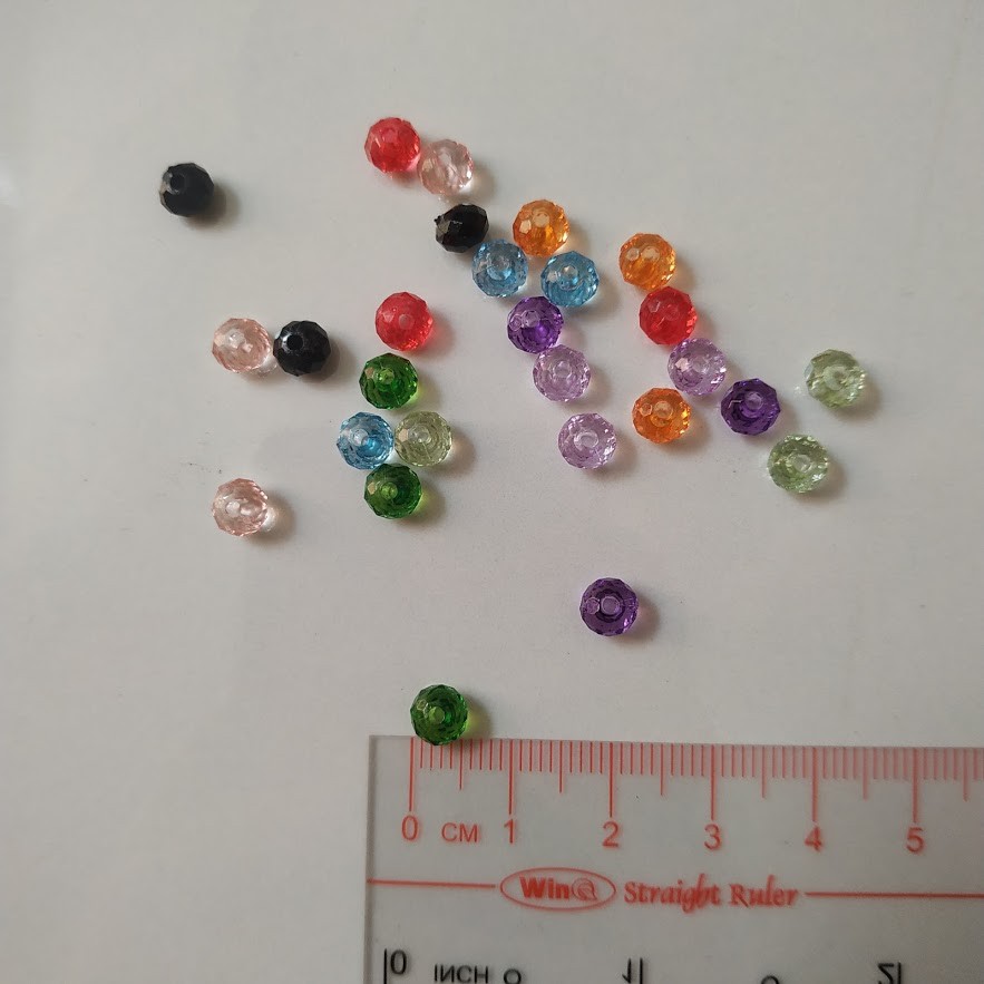 10-25-50gr hạt nhựa bánh cam 6mm màu trong - Nguyên liệu làm vòng, handmade