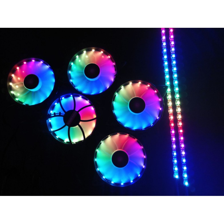 Bộ 6 Quạt Tản Nhiệt, Fan Case Coolmoon V1 Led RGB Digital - Kèm Bộ Hub Sync Main, Đổi Màu Theo Nhạc