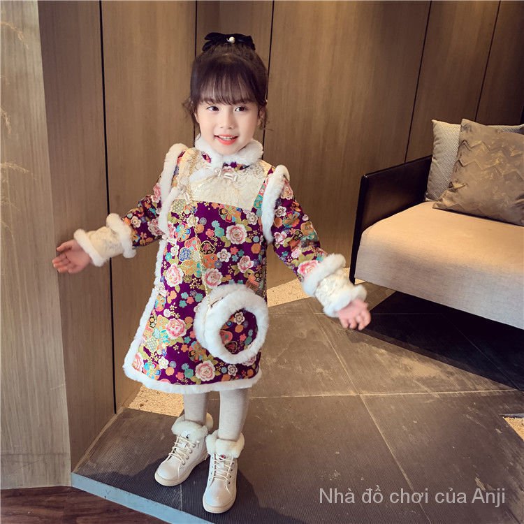 Winter clothes for girls Cheongsam Dress Chinese Style Children dress