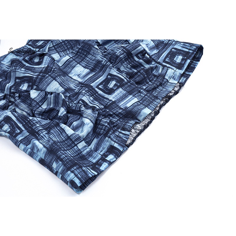 Áo Tank Top Hai Dây Dáng Ôm In Họa Tiết Caro Màu Xanh Dương Thời Trang 2022 Quyến Rũ Cho Nữ