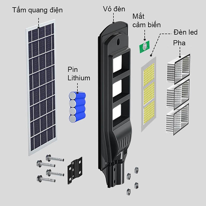 Đèn năng lượng mặt trời đường phố sân vườn cảm biến 120W