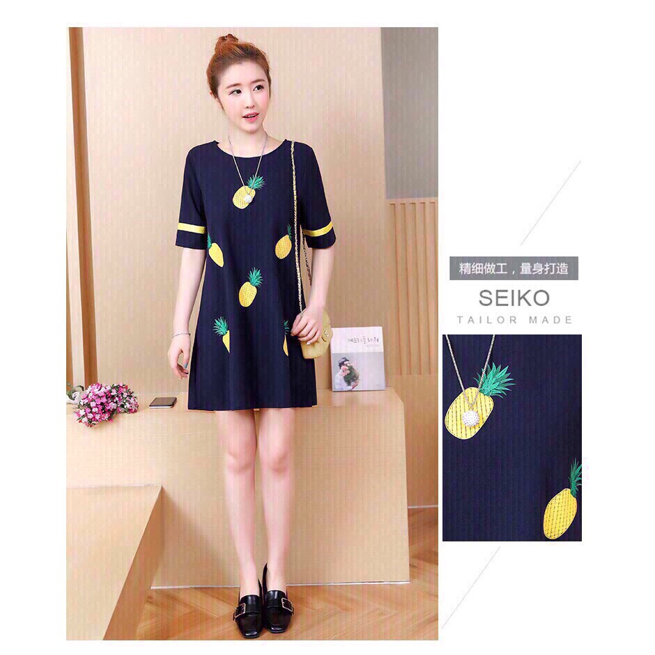 ĐẦM SUÔNG THUN HỌA TIẾT THÊU TRÁI KHỚM SANG TRỌNG CÓ SIZE LỚN XXL - HÀNG NHẬP KHẨU