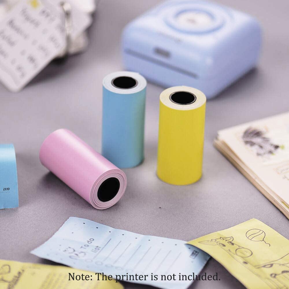 Cuộn Giấy In Nhiệt Mini 3 Cuộn Tự Dính Nhiều Màu Sắc Cho Máy In Kỳ Nghỉ & Giấy Tờ