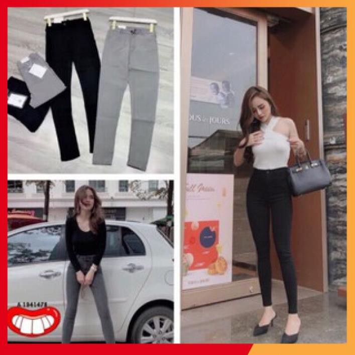 Quần jean nữ ⚡️LẺ BẰNG SỈ ⚡️ Quần bò giấy skinny cạp cao 2 cúc ôm sát tạo hiệu ứng chân dài miên