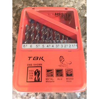 BỘ 19 MŨI KHOAN INOX TBK