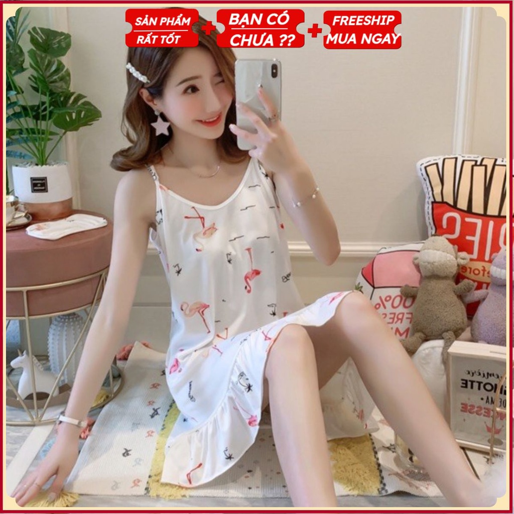 PVN14297 Váy ngủ 2 dây quyến rũ chất cotton 4 chiều mềm mát kèm bịt mắt T2