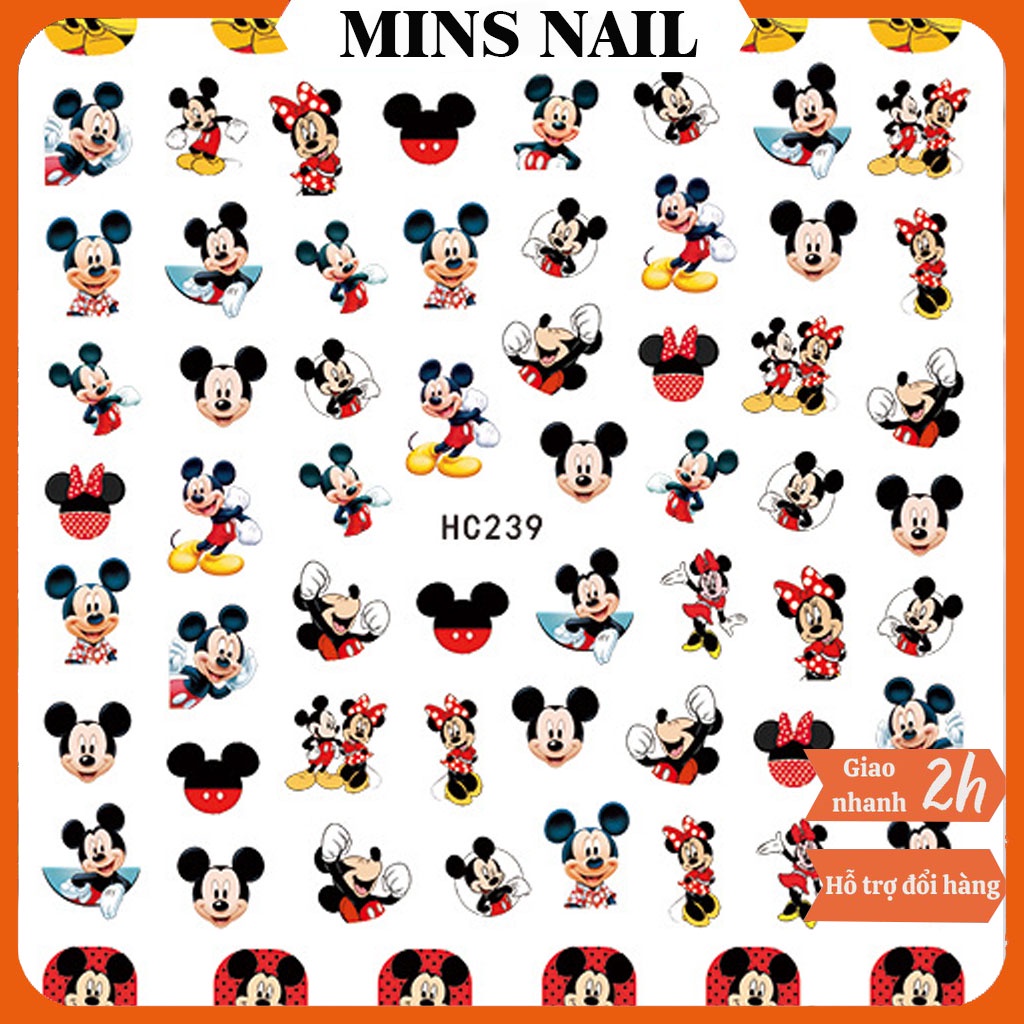 Sticker nail, Sticker dán móng tay chuột mickey phụ kiện trang trí móng siêu hot