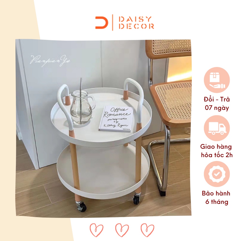 Kệ decor để đồ đa năng nhiều tầng có tay cầm, bánh xe di chuyển tiện lợi - Daisy.decor