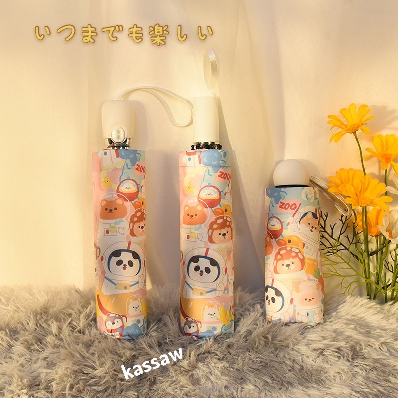 Dù Gấp Tự Động Chống Tia Uv Họa Tiết Đáng Yêu