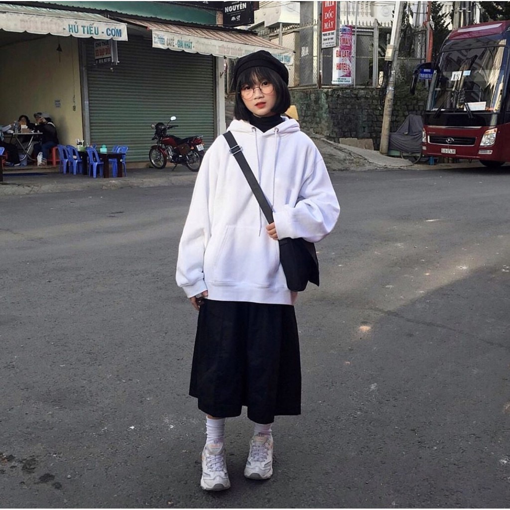 Áo Hoodie Trơn Màu Trắng - Hoodie White Basic