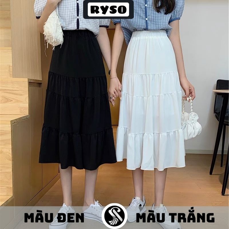 Chân Váy Dài Xếp Ly 3 Tầng Ulzzang Dáng Xòe Vintage Chất Voan Dài 2 Lớp | BigBuy360 - bigbuy360.vn