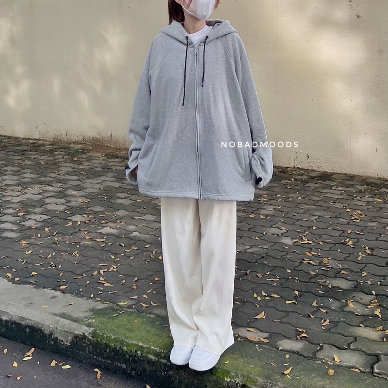 ÁO KHOÁC NỈ HOODIE ZIP OVERSIZE NOBADMOODS