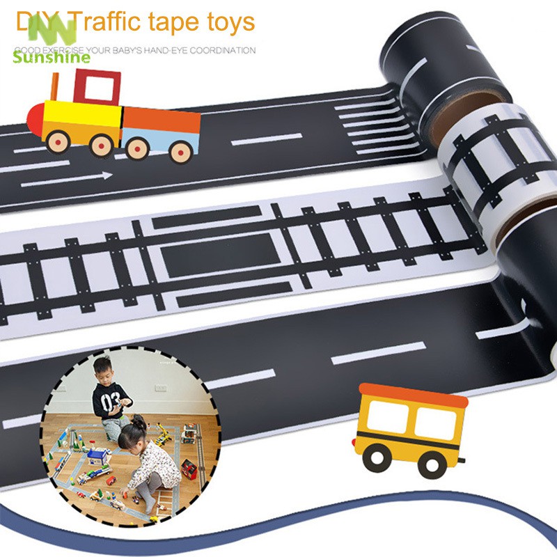 🌟🌟Road Tape for Car Toys Car Runway Adhesive Tape Play Room Floor Sticker Removable Track 