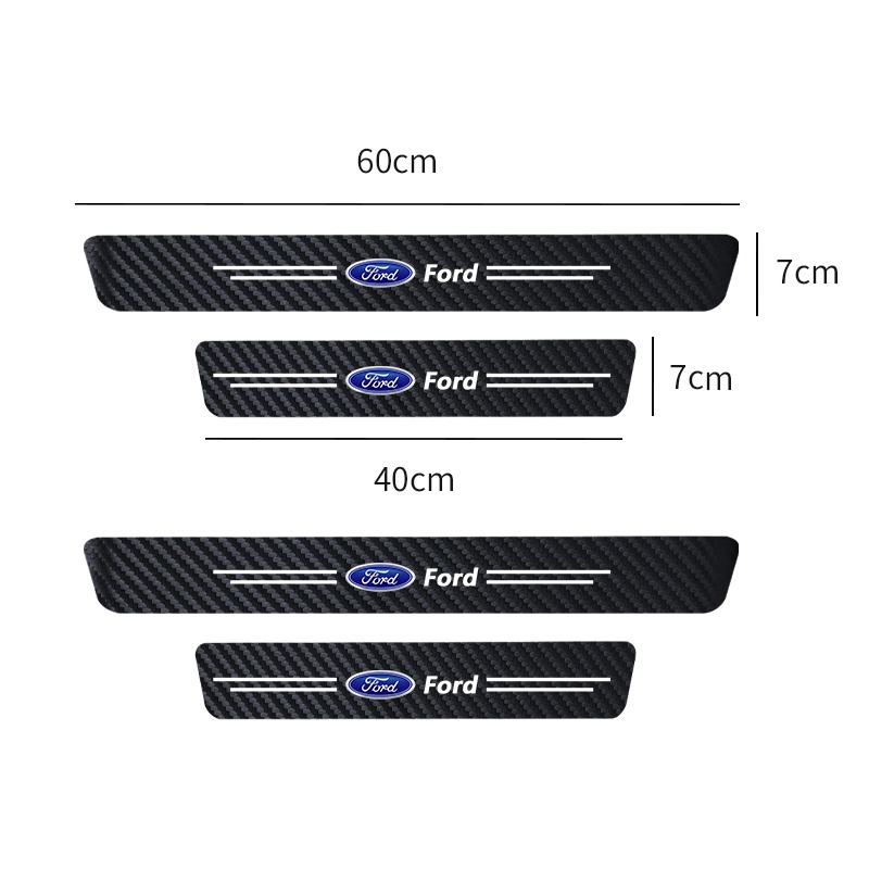 Set 4 Miếng Dán Logo Màu Dạ Quang Chống Trầy Xước Cho Cửa Xe Hơi Ford Focus 2 3 4 Mondeo Fiesta Ecosport Kuga Fusion