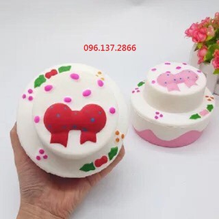 Đồ chơi bánh kem 2 tầng nơ – squishy dễ thương ( nhatlinh886 )