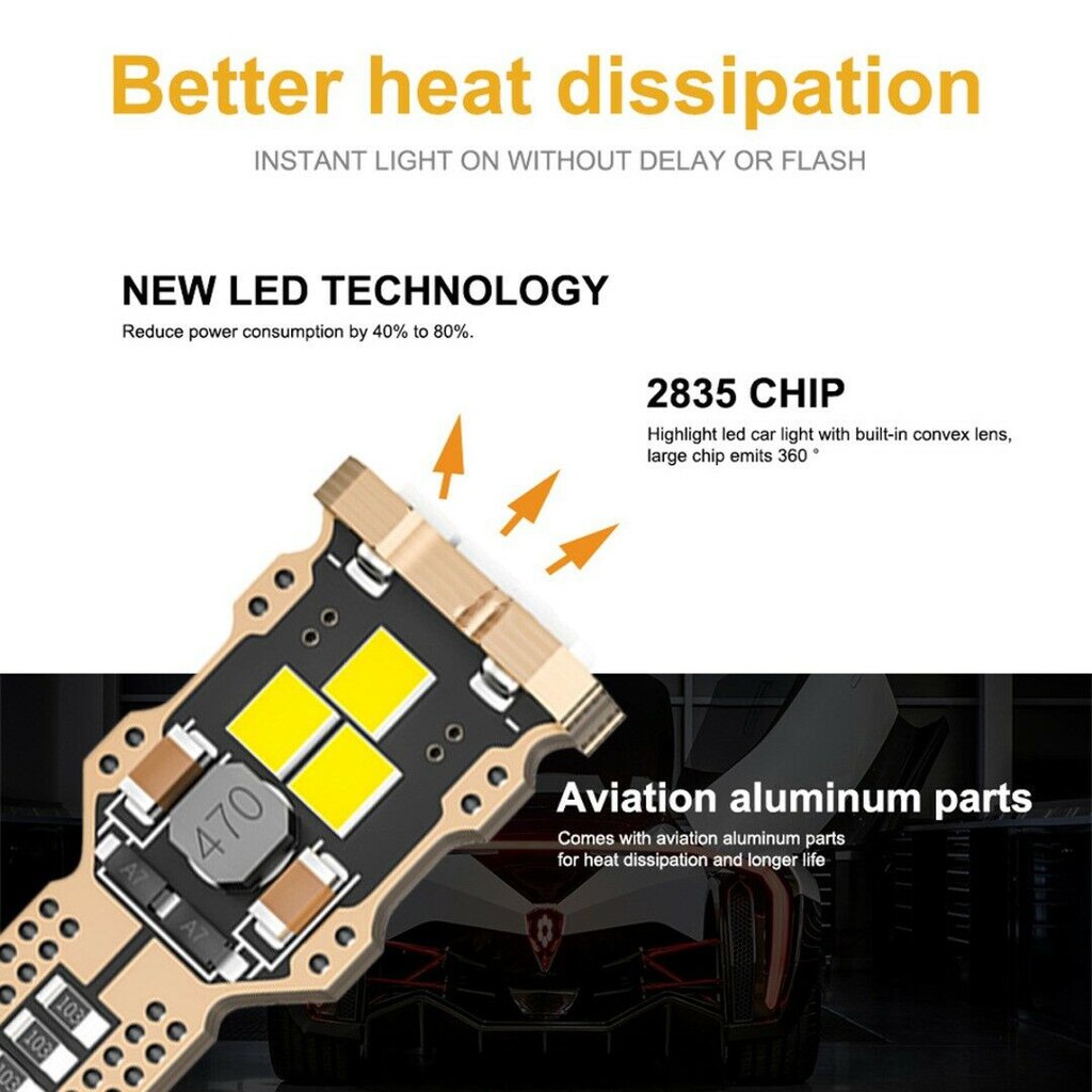 Set 2 Bóng Đèn LED T16 T15 W16W 2835 9-SMD 6000K Canbus 921 912 12V Ánh Sáng Trắng Dành Cho Ô Tô