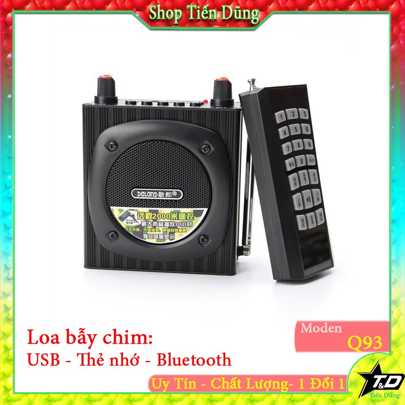 Loa bẫy chim Daile Q93 khiều khiển xa 500m hỗ trợ bluetooth USB thẻ nhớ - Loa bluetooth Q93 chất liệu vỏ bọc kim loại