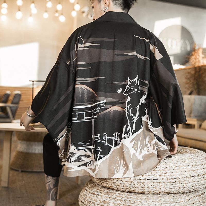 Áo khoác kimono phong cách thời trang Trung Hoa cho nam size S-3Xl 8