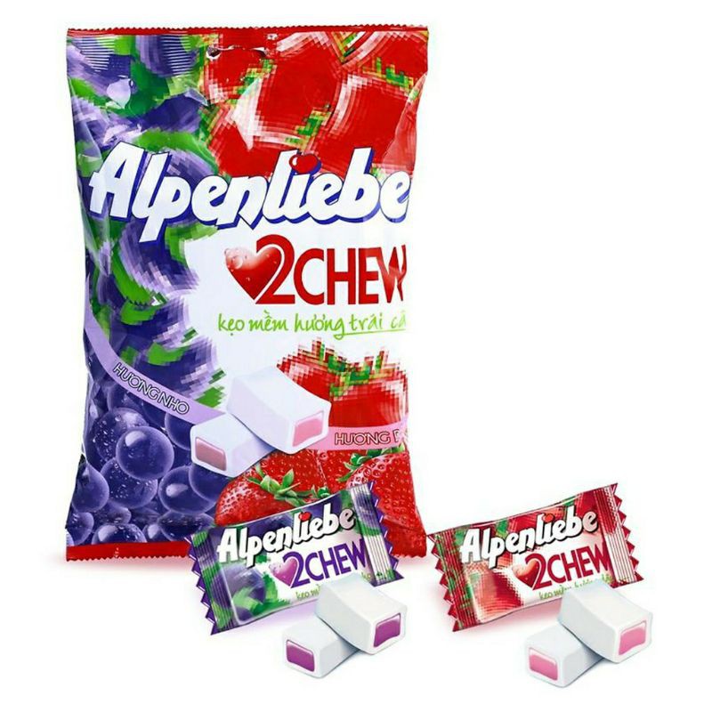 Gói 25 viên Kẹo Alpenliebe mềm 2 chew dâu và nho thơm ngon ngất ngây