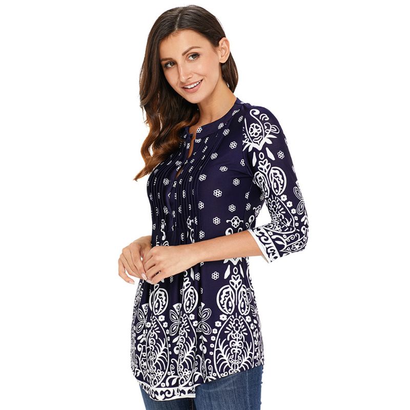 Áo Kiểu Tay Lỡ 3 / 4 Họa Tiết Hoa Nhiều Màu Sắc Phong Cách Bohemian Thời Trang Cho Nữ