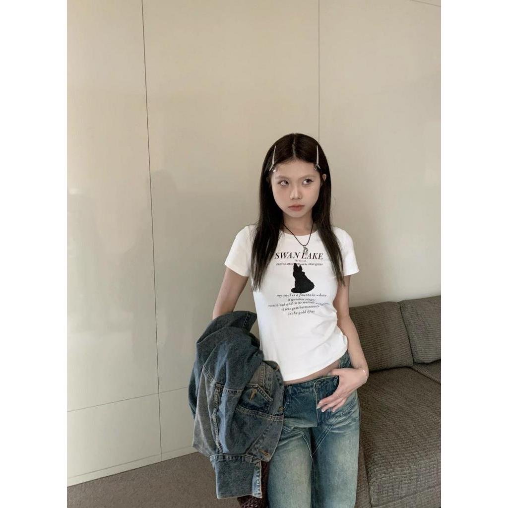 Áo Thun Cotton Nguyên Chất In Hình Thỏ Ngắn Tay Thời Trang Mùa Hè 6388