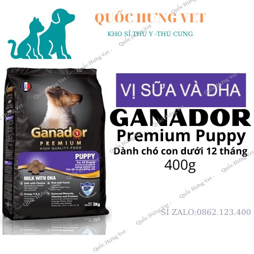 Thức Ăn Hạt Khô Ganador Cho Chó Con, Chó Lớn 400g-QUỐC HƯNG VET