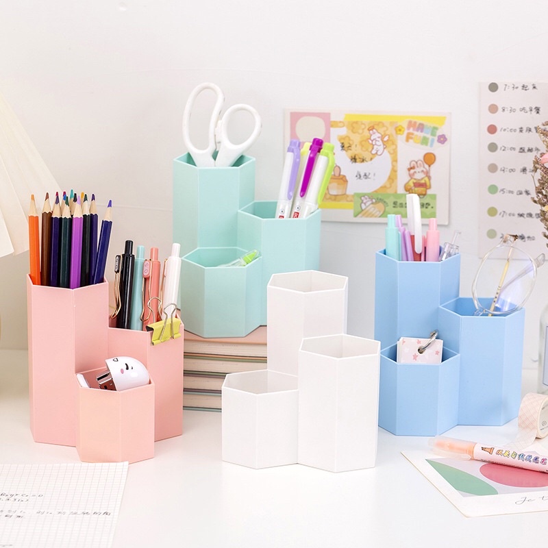 Ống đựng bút, hộp đựng bút hình tổ ong để bàn đa năng đồ dùng học tập dễ thương văn phòng phẩm