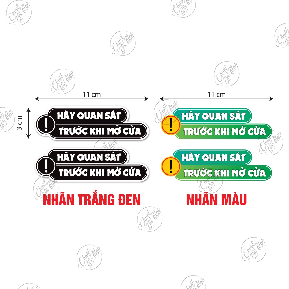 Combo 3 cặp  dán chú ý đóng quan sát trước khi mở cửa nhẹ tay dán ô tô tem decal chống thấm nước