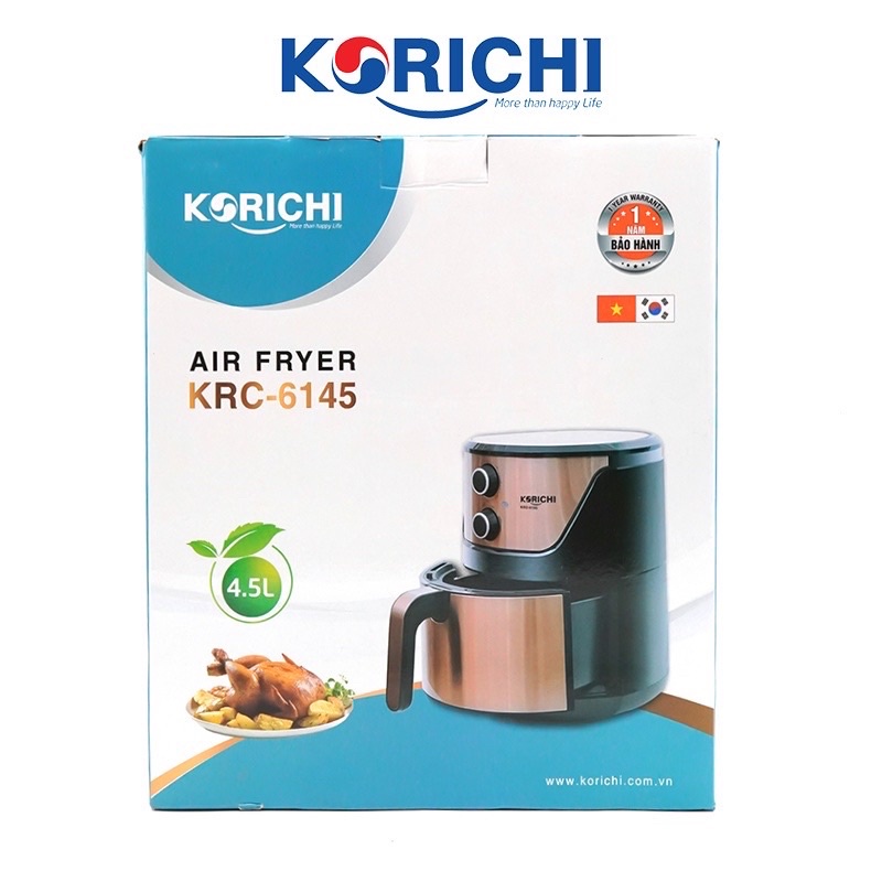 [Mã 154ELSALE2 giảm 7% đơn 300K] ⚡️Nồi Chiên Không Dầu KORICHI KRC-6145, 4,5L Công Nghệ Chiên 360 Độ