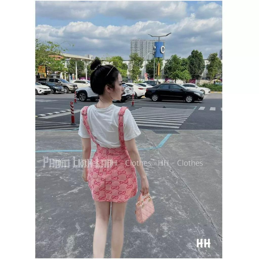 SET YẾM HỒNG SHORT DẬP LOGO + ÁO TRẮNG