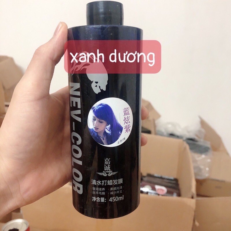 Thuốc nhuộm tóc Phủ bóng màu Xanh Dương , phủ mịn tóc 5D Hàn Quốc NEV-COLOR 450ml