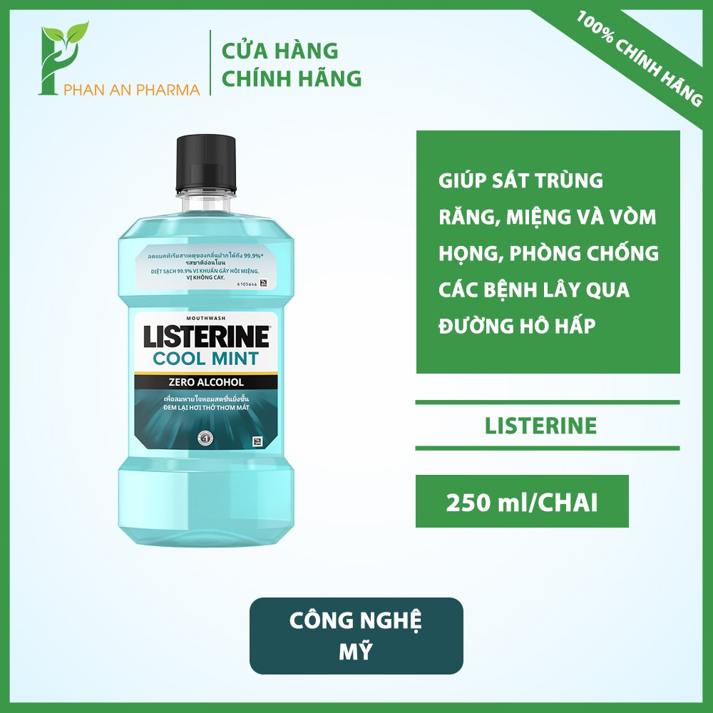 Nước súc miệng hơi thở thơm mát Listerine Cool mint 250ML CN161