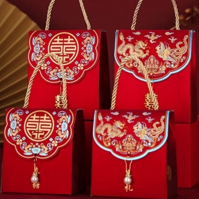 Hộp Đựng Quà Cưới Kích Thước Nhỏ Thiết Kế Mạ Vàng Phong Cách Trung Hoa Có Thể Chọn Lựa Và Làm Quà Cưới
