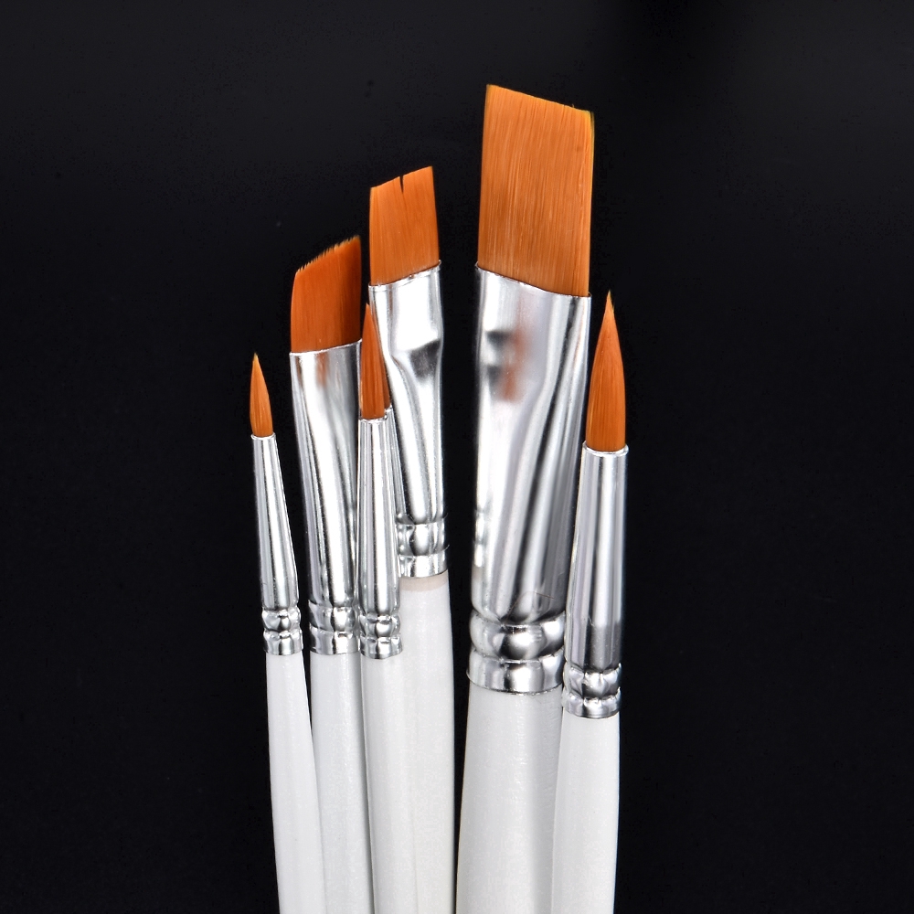 Set 6 cọ vẽ móng bằng nylon cán gỗ xinh xắn tiện dụng