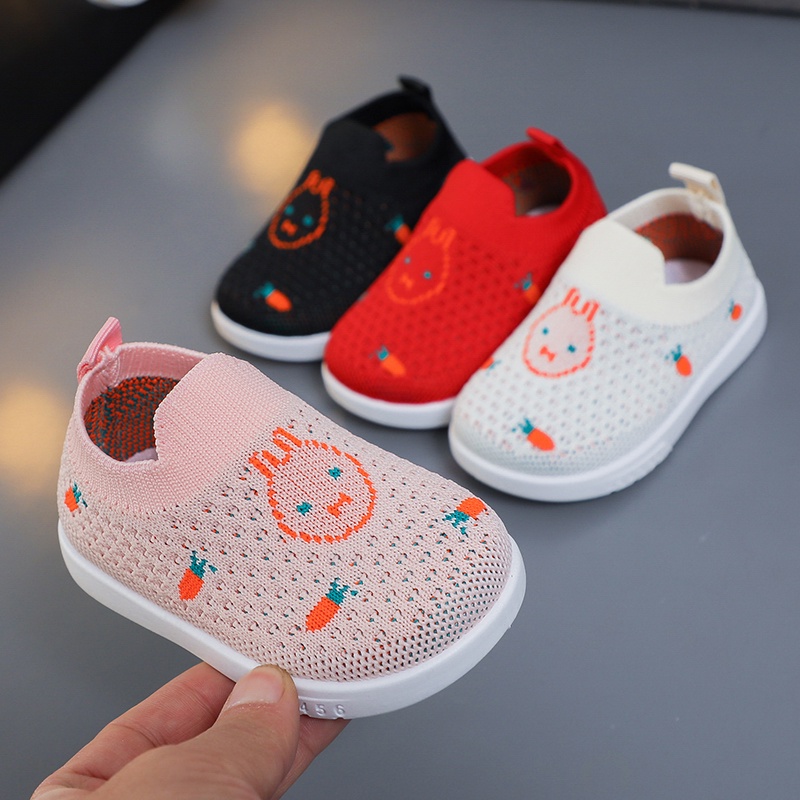 Giày Sneaker Đế Mềm Chống Trượt Thoáng Khí In Hình Thỏ Hoạt Hình Dễ Thương Cho Bé 0-3 Tuổi