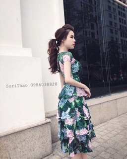 Đầm xoè hoa cẩm tú cầu