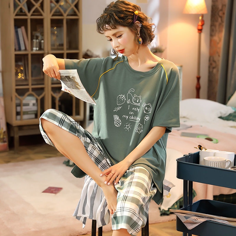 Đồ ngủ cotton tay ngắn plus size 10-110-115kg cỡ lớn 5xl-6xl