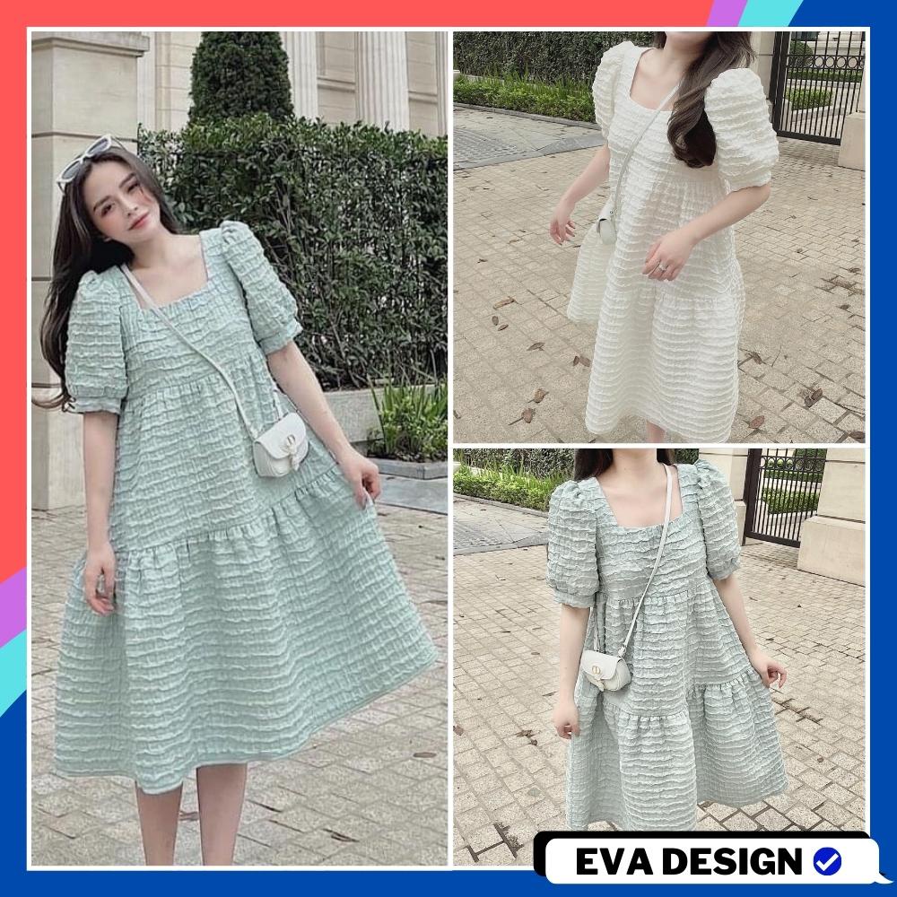 Váy bầu bigsize chất xốp hàn siêu cấp Đầm nữ tiểu thư dáng suông rộng che khuyết điểm mặc đi chơi dạo phố du lịch