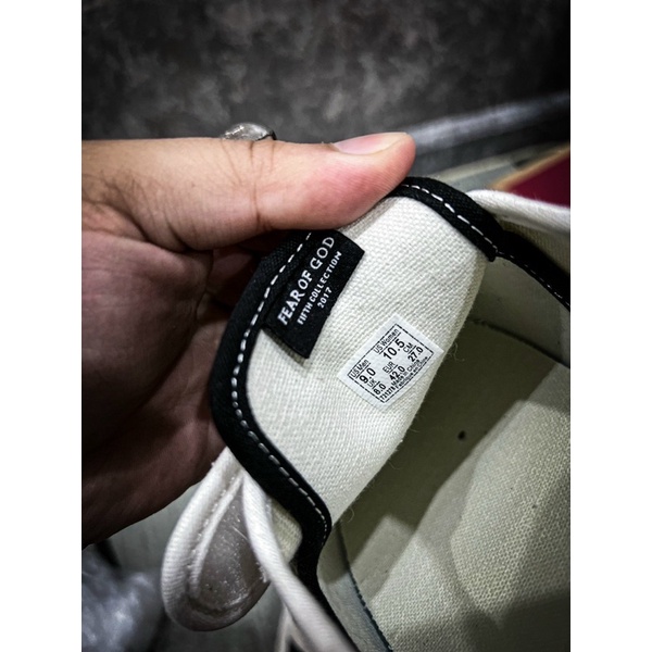 Giầy Thể Thao Sneaker Vans Slip On Fear Of God Strap Black White Bản SC lười Trắng Đen
