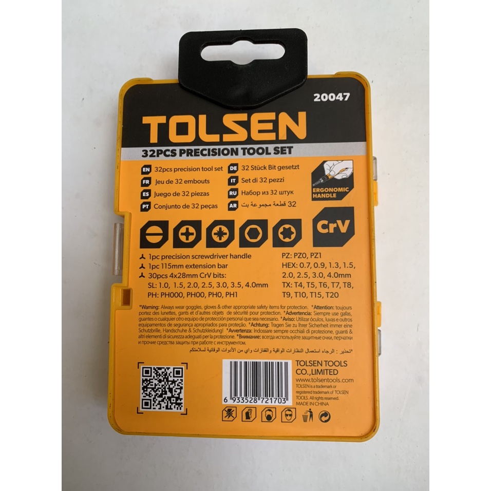 Bộ mũi vít Tolsen 32 chi tiết dùng cho vít đầu nhỏ