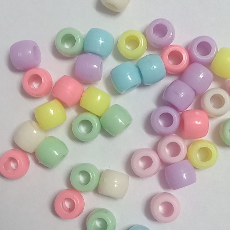 #P117-63 gói 10-50gam hạt nhựa tròn trụ lỗ lớn xỏ vòng 6x8 &amp;6x9mm