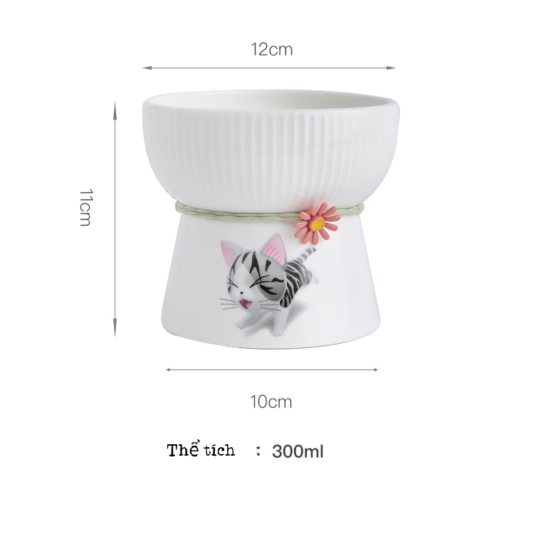 Bát thức ăn cho mèo bằng sứ sang trọng - bát ăn chống gù lưng cho chó mèo - chén ăn chống lật