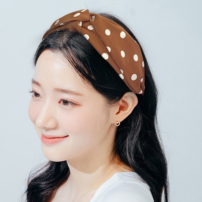 Băng Đô Cài Tóc Bản Rộng Thắt Nút In Họa Tiết Trà Sữa/Cà Phê Màu Sắc Đơn Giản Dễ Phối Đồ Thời Trang Cho Nữ F429