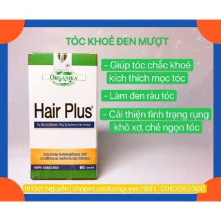 VIÊN UỐNG KÍCH THÍCH MỌC TÓC & ĐEN RÂU TÓC HAIR PLUS ORGANIKA CANADA 60v