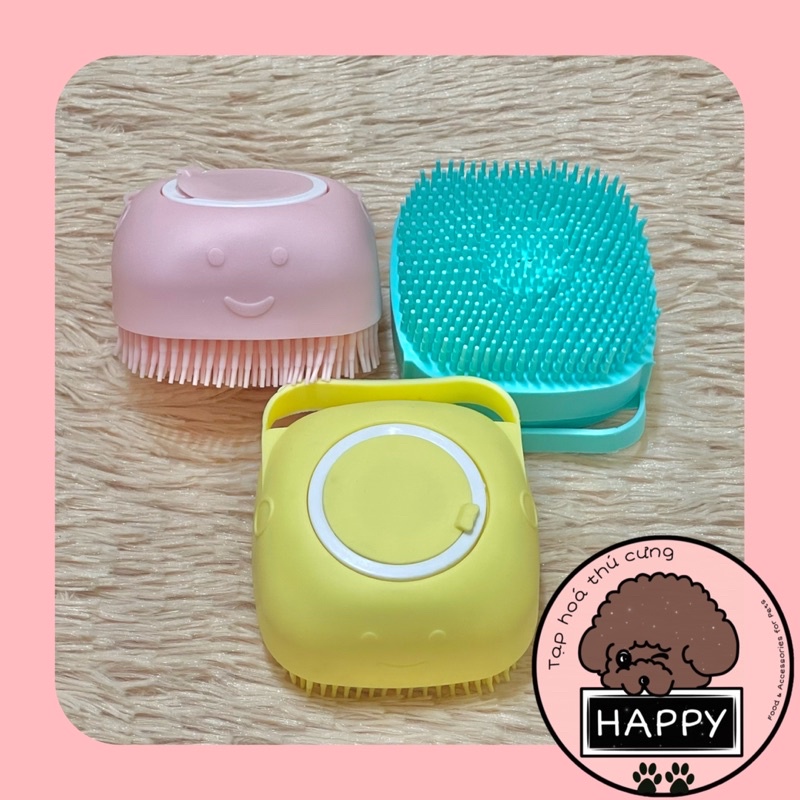 HOẢ TỐC |  Bàn chải tắm silicon tạo bọt cho chó mèo có ngăn đựng sữa tắm / Bông tắm nhựa dẻo massage cho thú cưng